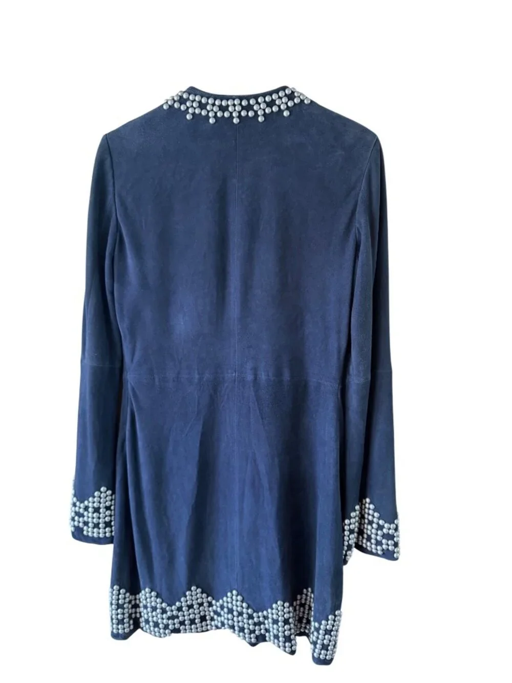Tory Burch Womens Long Sleeve Studded Mini Dress Size 8 Black Suede Western Boho